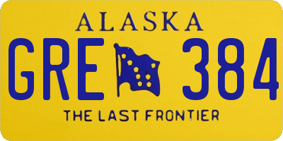 AK license plate GRE384