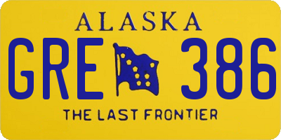 AK license plate GRE386