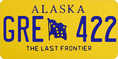 AK license plate GRE422