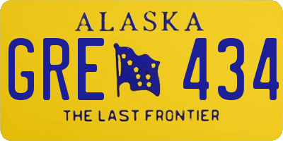 AK license plate GRE434