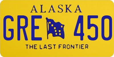 AK license plate GRE450