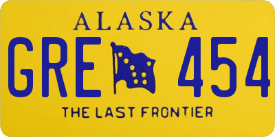 AK license plate GRE454