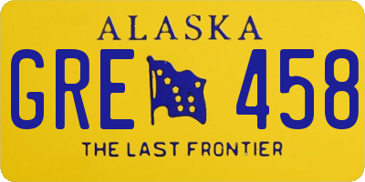 AK license plate GRE458