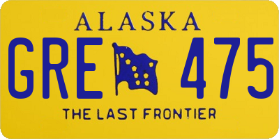 AK license plate GRE475