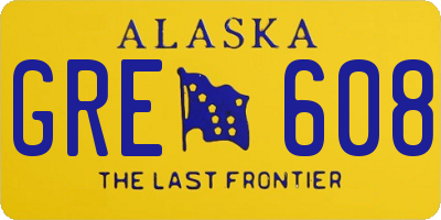 AK license plate GRE608