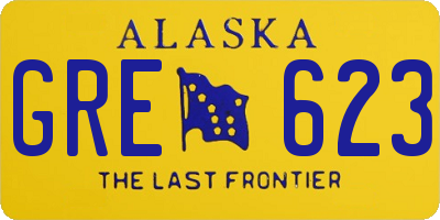 AK license plate GRE623