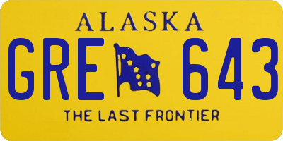AK license plate GRE643