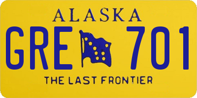 AK license plate GRE701
