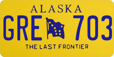 AK license plate GRE703