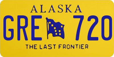 AK license plate GRE720