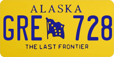 AK license plate GRE728