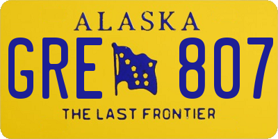 AK license plate GRE807