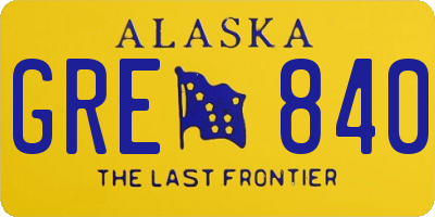 AK license plate GRE840