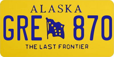 AK license plate GRE870