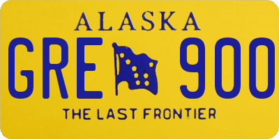 AK license plate GRE900