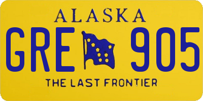 AK license plate GRE905