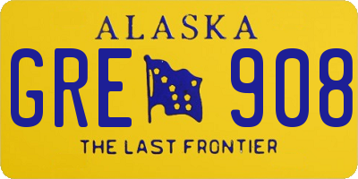 AK license plate GRE908