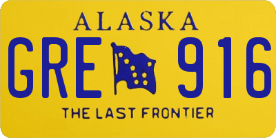AK license plate GRE916
