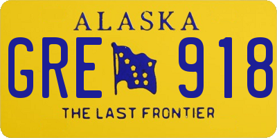 AK license plate GRE918