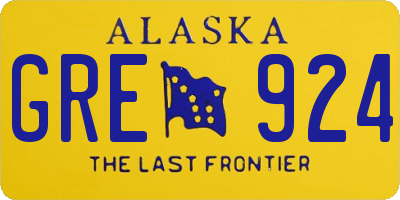 AK license plate GRE924