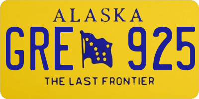 AK license plate GRE925