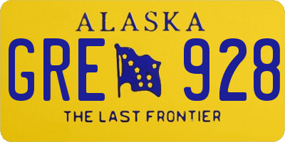 AK license plate GRE928