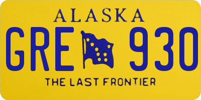 AK license plate GRE930