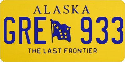 AK license plate GRE933