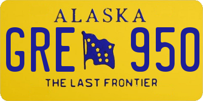 AK license plate GRE950