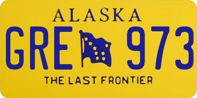 AK license plate GRE973