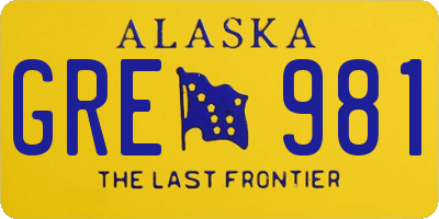 AK license plate GRE981