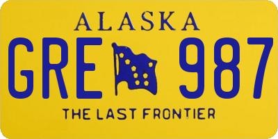 AK license plate GRE987