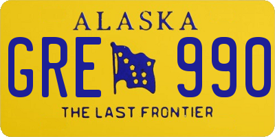 AK license plate GRE990