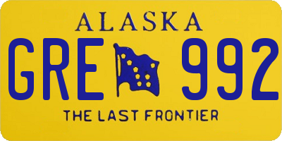 AK license plate GRE992