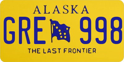 AK license plate GRE998