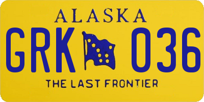 AK license plate GRK036