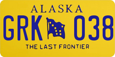 AK license plate GRK038