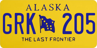 AK license plate GRK205