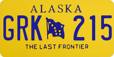 AK license plate GRK215