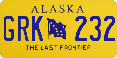 AK license plate GRK232