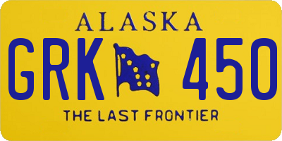 AK license plate GRK450