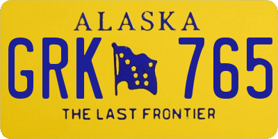 AK license plate GRK765