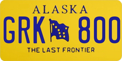 AK license plate GRK800