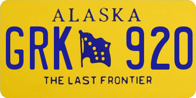 AK license plate GRK920