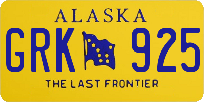 AK license plate GRK925