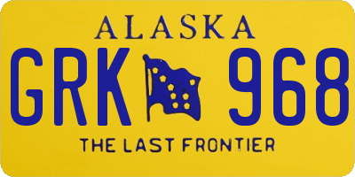 AK license plate GRK968