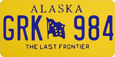 AK license plate GRK984