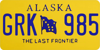 AK license plate GRK985