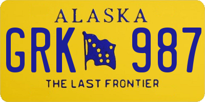 AK license plate GRK987