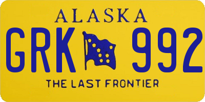 AK license plate GRK992